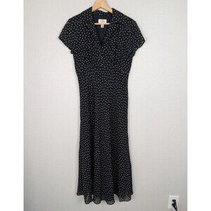 Vintage Talbots Polka Dot Black Flutter Dress Women’s Size 6 Classic Elegant Mb